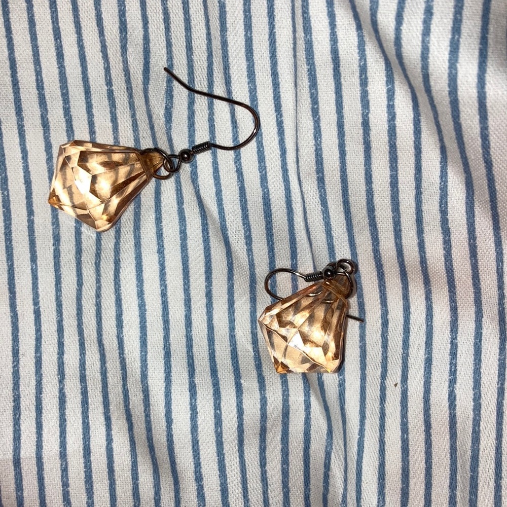 Smokey quartz look plastic earrings